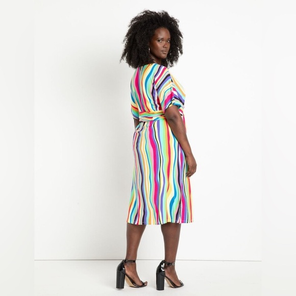 NWT Eloquii Striped Wrap Around Dress Size 20 Stretch Multicolor - Picture 3 of 9